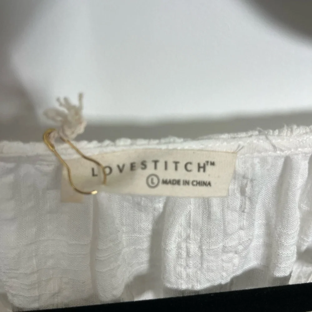 NWT Lovestitch Emma Cotton Embroidered Bohemian Blouse White Women's Top, Large‎ - Picture 6 of 9